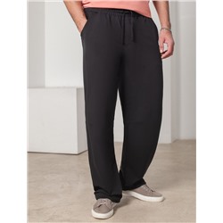 Брюки прямые на резинке из футера двухнитки с эластаном с затяжкой по низу