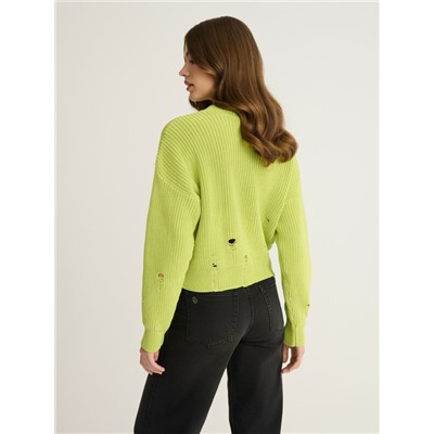 Вязаные джемперы CONTE Укороченный джемпер объёмного силуэта с имитацией разрывов LDK 2394