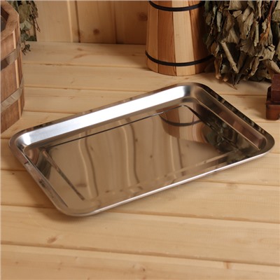 Поддон - испаритель для соляного брикета, нержавеющая сталь, 36×27 см, толщина 0.7 мм