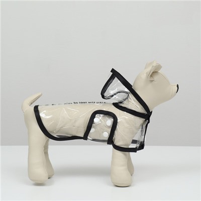 Дождевик для собак, размер XS, ДС 18, ОГ 25-30, ОШ 25 см, чёрный