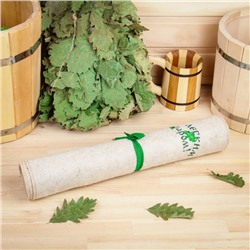 Коврик - лежак для бани и сауны «С лёгким паром», шерсть, полиэстер, белый, «Добропаровъ»