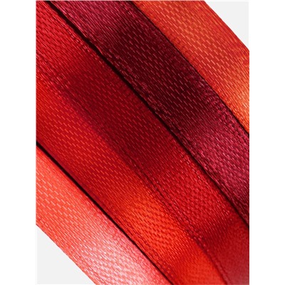 Атласная лента, набор 5 шт., 6 мм, 23±1 м, красная, бордовая