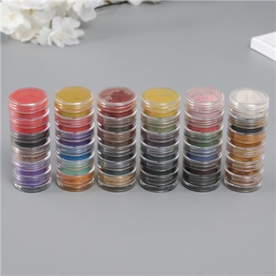 Глиттер для творчества «Пудра-втирка. Краски осени», набор 36 шт. в баночка - 1 г, 6×9×8 см