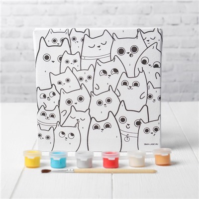 Картина по номерам для детей «Милые котята», 15×15 см