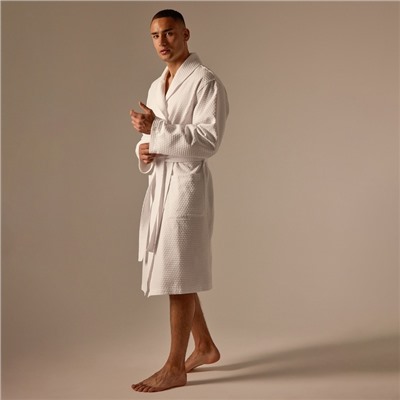 Халат вафельный мужской SL HOME: Waffle «Блан де Блан», размер L, хлопок 100%, белый