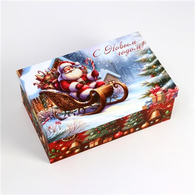 Набор подарочных новогодних коробок 10 в 1 «Дед мороз в санях», 32.5×20×12.5 - 12×7×4 см