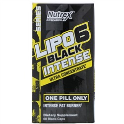 Nutrex Research, LIPO-6 Black Intense, ультраконцентрат, 60 черных капсул