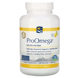 Nordic Naturals, ProOmega, со вкусом лимона, 1000 мг, 180 мягких желатиновых капсул