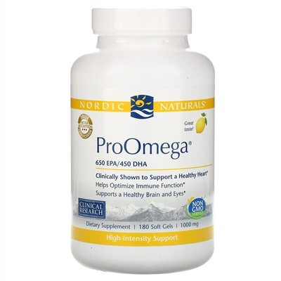 Nordic Naturals, ProOmega, со вкусом лимона, 1000 мг, 180 мягких желатиновых капсул
