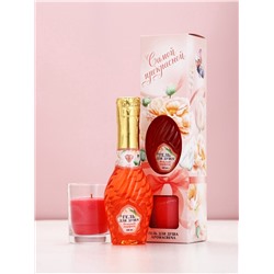 Подарочный набор: гель для душа мондоро и свеча, аромат нежный парфюм, Чистое Счастье