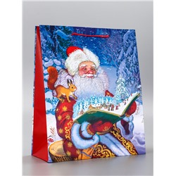 Пакет подарочный новогодний ламинированный, «Дед Мороз», 26×12×32 см