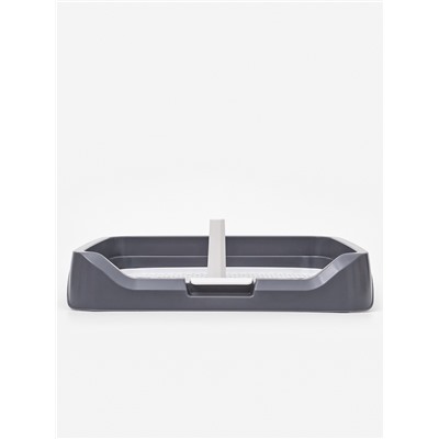 Туалет для собак, 48×39×8.5 см, с бортами, съёмной решеткой и столбиком, серый