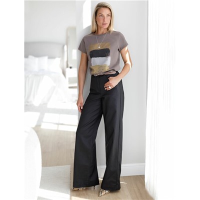 Брюки-трубы из эластичного хлопка с эффектом кожи