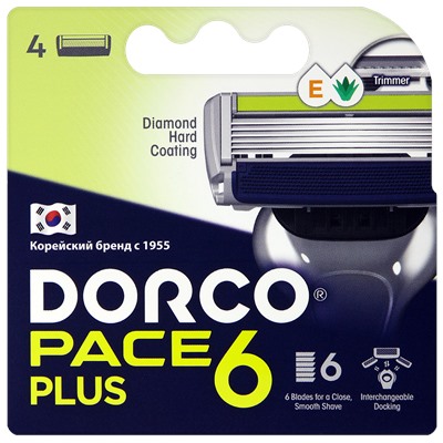 Станок для бритья DORCO PACE-6 PLUS (+ 6 кассет), система с 6 лезвиями и лезвием-триммером, SXA5002pr ВЫГОДА 15%