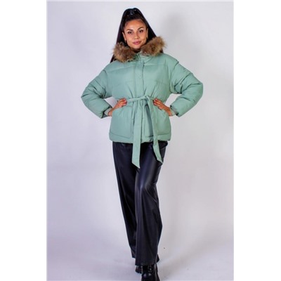 Куртка на поясе с капюшоном, евро-зима, демисезон арт.611 (Бирюзовый)