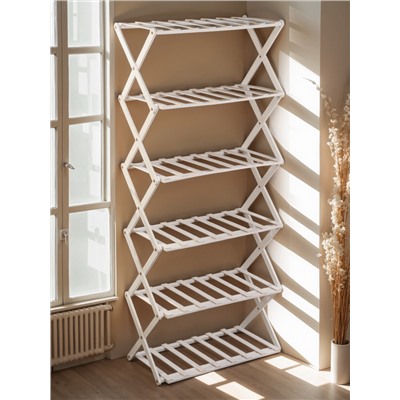 Стеллаж универсальный, 6 полок, 50×25×110 см, напольный, открытый, белый, Greengo