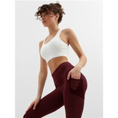 Легинсы спортивные женские MINAKU: SPORTLY, бордовые, размер 48