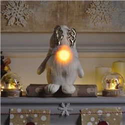 Светодиодная фигура «Гном белый» 20×24×10 см, текстиль, батарейки AG10×3 (в комплекте), свечение тёплое белое