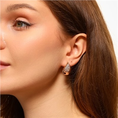 Серьги ювелирная бижутерия коллекция "Дубай" в форме капли покрытие позолота вставка: фианиты, цвет: прозрачный, арт.213.441