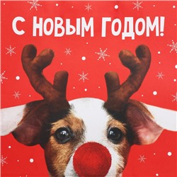 Пакет подарочный новогодний крафтовый «С Новым годом», 28×32×15 см