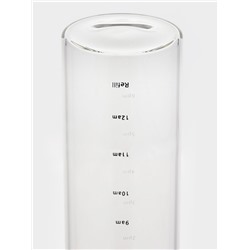 Бутылка для воды, 790 мл, 7.5×23 см, с трубочкой и шкалой времени, стекло, прозрачная