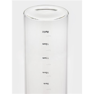 Бутылка для воды, 790 мл, 7.5×23 см, с трубочкой и шкалой времени, стекло, прозрачная