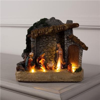 УЦЕНКА Светодиодная фигура «Рождество» 18×19×8 см, полистоун, от батареек ААх3, свечение тёплое белое