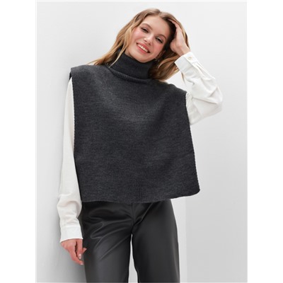 Джемпер - пончо женский MINAKU: Casual collection, светло-серый, размер 46