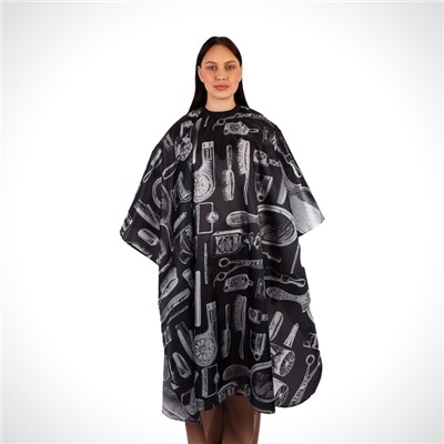 Пеньюар парикмахерский, чёрный, белый