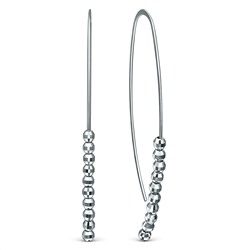 Серьги на дугах из родированного серебра (подвижные шарики с алмазной огранкой) 220-10-218-1р