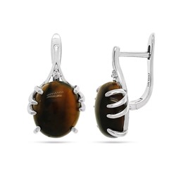 Серьги из серебра тигровый глаз, МЦВА174