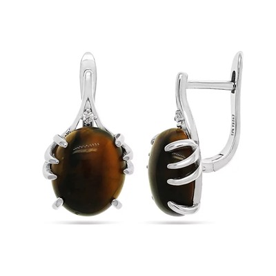 Серьги из серебра тигровый глаз, МЦВА174