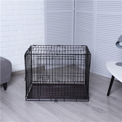 Клетка для собак №3 с металлическим поддоном, складная, 76×56×60 см