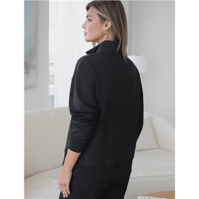 Джемпер с воротом на молнии из футера двухнитки с эластаном