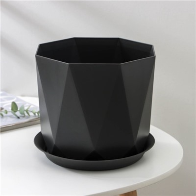 Горшок для цветов с поддоном «Призма», 4.7 л, пластиковый, графитовый