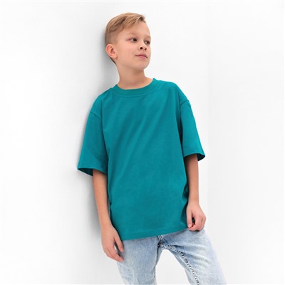 Футболка детская MINAKU: Basic line, бирюзовая, рост 122 см