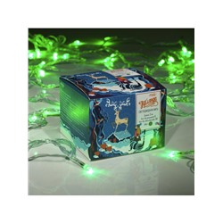 Гирлянда «Нить» 5 м, IP20, прозрачная нить, 50 LED, 8 режимов, 220 В, свечение зелёное