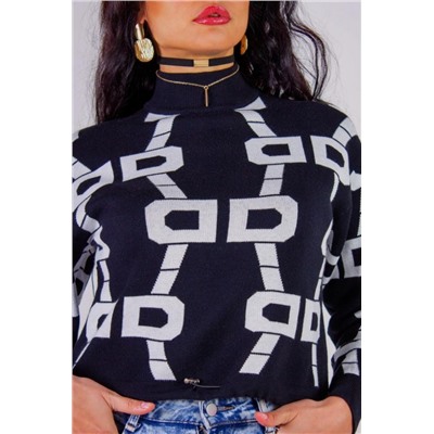 Джемпер с фиксатором Графика арт.3765 (Черно-белый)