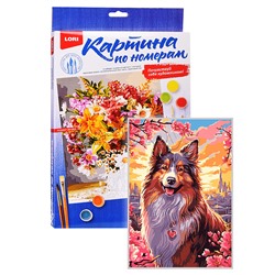 Картина по номерам на картоне 20*28,5 см "Колли"