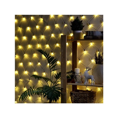 Гирлянда «Сеть» 1.6×1.6 м, IP20, тёмная нить, 144 LED, свечение тёплое белое, 8 режимов, 220 В