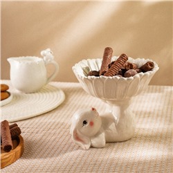 Конфетница SL Home «Лесные кролики», 19×17.5×15 см, керамика, белая