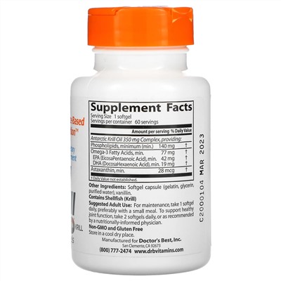 Doctor's Best, Real Krill, 350 мг, 60 капсул