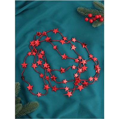 Бусы на ёлку «Звезда», длина 2.7 м, d=10 мм, красные