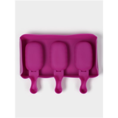 Форма для мороженого «Эскимо волна», силикон, 19.4×13 см, 3 ячейки (7×4 см), МИКС