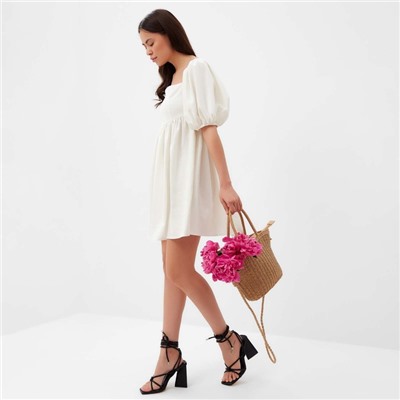 Платье с объёмными рукавами мини женское MIST Summer time, белое, размер 46