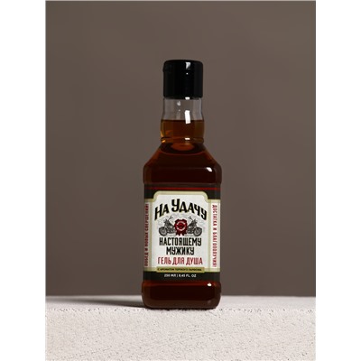 Подарочный набор новогодний «На удачу в Новом году»: гель для душа во флаконе виски 250 мл, аромат терпкого парфюма, платок в форме сигары