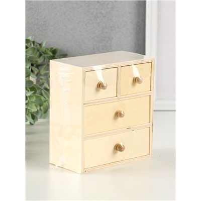 Шкатулка для росписи дерево «Комод», 4 ящика 14×15.5×7.5 см