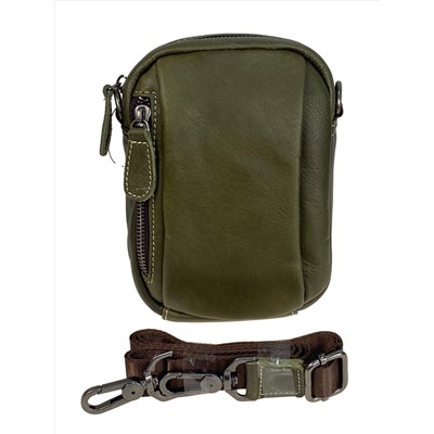 Сумка мужская из натуральной кожи, цвет  зеленый