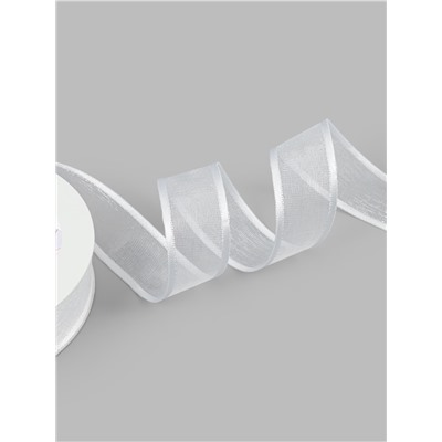 Лента декоративная, капроновая/атласная, 20 мм, 18±1 м, белая
