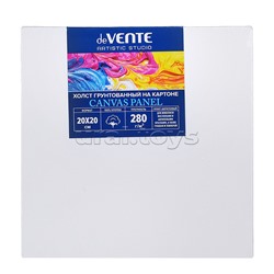 Холст на картоне 20x20 см грунтованный "ARTISTIC STUDIO" 100% хлопок 280 г/м², мелкое зерно, цвет белый, термоусадочная пленка
